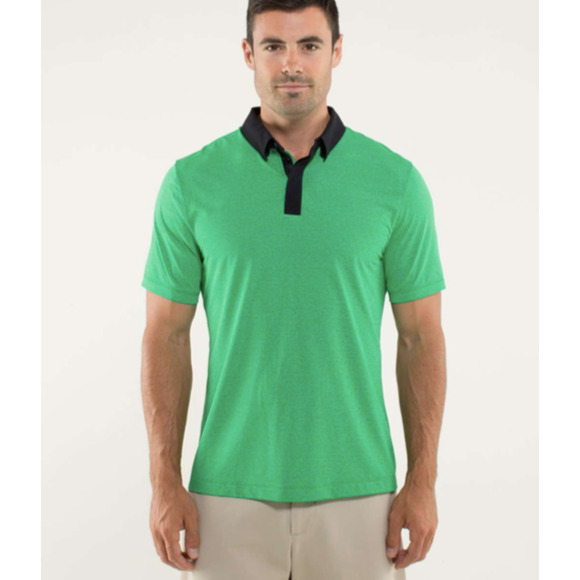 Lululemon Precision Polo Shirt Mens L Large Green Athletic Thin Fabric Golf - Picture 9 of 10